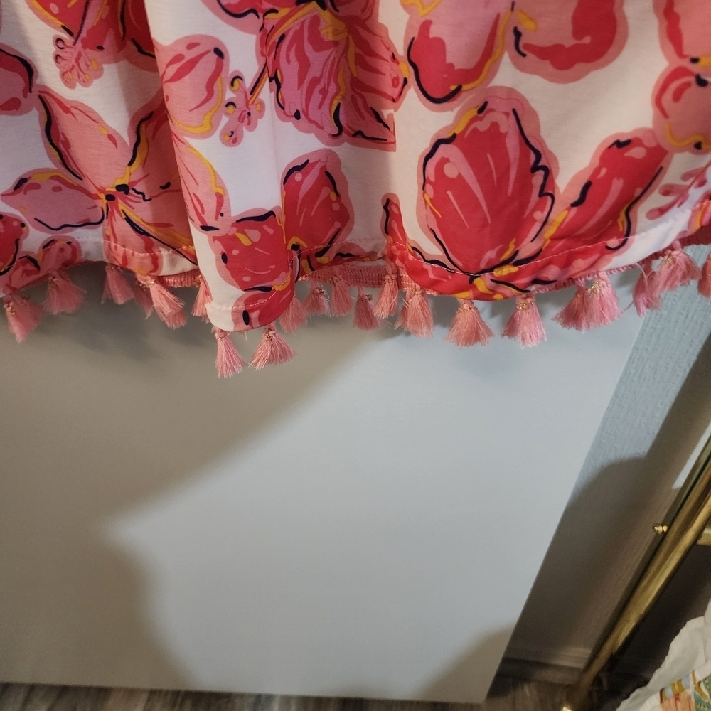 Simply Southern Floral Pink Open Shoulder Dress Size XL - Picture 4 of 5